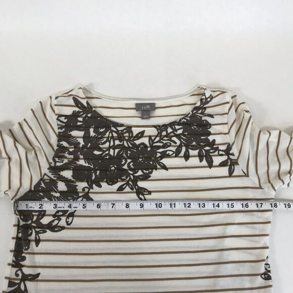 J. Jill Pima Floral Stripe Knit Top Women's Small Cotton Blend Stretch Casual - Picture 7 of 12